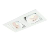 Double Twin Square Adjustable Head Ceiling Spotlight White Gu10 Box Downlight