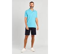 Double TWO Men's Aqua Plain Cotton Blend Short Sleeve Polo in Light Blue | Size: Large Double Two Light Blue L