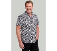 Double TWO Men's Black & White Geometric Print Short Sleeve Shirt | Size: 3XL Double Two Black 3XL