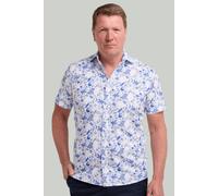Double TWO Men's Blue Beach Print Short Sleeve Shirt | Size: 3XL Double Two Blue 3XL