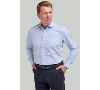 Double TWO Men's Blue Birds Eye Weave Long Sleeve Shirt with Contrast | Size: 16.5 in Double Two Blue 16.5 in