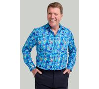 Double TWO Men's Blue Mosaic Print Cotton Shirt | Size: 2XL Double Two Blue 2XL
