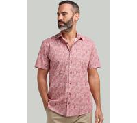 Double TWO Men's Brick Red Aztec Print Short Sleeve Shirt in Khaki | Size: 4XL Double Two Khaki 4XL