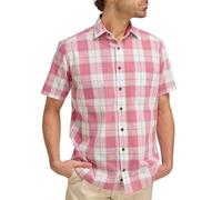 Double TWO Men's Casual Shirt Multi-Check Cotton Button Down Classic Fit Short Sleeve Shirt - Red, 4XL