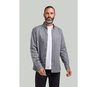 Double TWO Men's Charcoal Button-Down Collar Washed Oxford Shirt in Grey | Size: 4XL Double Two Grey 4XL