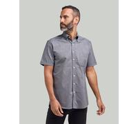 Double TWO Men's Charcoal Washed Oxford Short Sleeve Shirt in Grey | Size: 4XL Double Two Grey 4XL