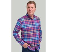 Double TWO Men's Cherry Red Buffalo Check Twill Shirt | Size: 4XL Double Two Red 4XL