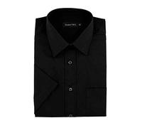 Double TWO Mens Classic Cotton Blend Half Sleeved Shirt (3300) in Black in (Collar 18.5/Chest 54-52")
