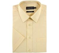Double TWO Mens Classic Cotton Blend Half Sleeved Shirt (3300) in Cream in (Collar 18.5/Chest 54-52")