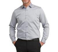 Double TWO Men's Cotton Twill Shirt Luxury Double Cuff Classic Fit Formal Shirt - Grey 18" Collar