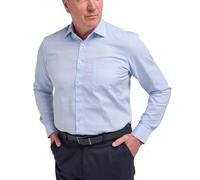 Double TWO Men's Formal Long Sleeve Shirt Classic Fit Birds-Eye Weave Business Shirt - Blue 16.5in Collar