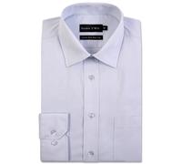 Double TWO Men's Ice Grey Long Sleeve Cotton Rich Non-Iron Shirt in Light Grey | Size: 17.5 in Double Two Light Grey 17.5 in