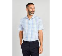 Double TWO Men's Lemon & Blue Check Short Sleeve Cotton Shirt in Yellow | Size: 17.5 in Double Two Yellow 17.5 in
