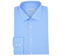 Double TWO Men's Light Blue Striped Cotton Formal Shirt | Size: 16.5 in Double Two Blue 16.5 in
