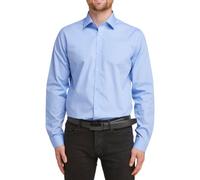 Double TWO Men's Long Sleeve Plain Formal Shirt Non Iron Classic Fit Business Dress Shirt - Fresh Blue, 20in Collar