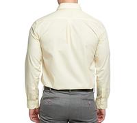 Double TWO Men's Long Sleeve Plain Formal Shirt Non Iron Classic Fit Business Dress Shirt - Lemon, 22in Collar