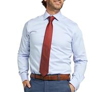 Men's Long Sleeve Shirt Regular Fit Formal Button Down Cotton Smart Causal Blue Dress Shirt - 19.5" Collar