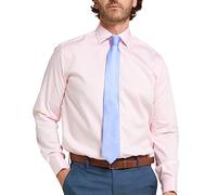 Men's Long Sleeve Shirt Regular Fit Formal Button Down Cotton Smart Causal Pink Dress Shirt - 19.5" Collar