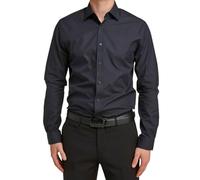 Double TWO Men's Long Sleeve Shirt Tailored Stretch Fit Formal Button Shirt - Black 17" Neck