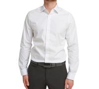 Double TWO Men's Long Sleeve Shirt Tailored Stretch Fit Formal Button Shirt - White 15.5" Neck
