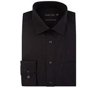 Double TWO Mens Long Sleeved Non Iron Cotton Rich Shirts (4500) in Black in (Collar 20/Chest 59-60")