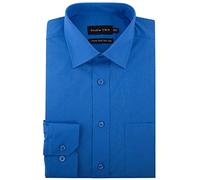 Double TWO Mens Long Sleeved Non Iron Cotton Rich Shirts (4500) in Cobalt in (Collar 21/Chest 61-62")
