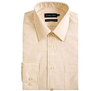 Double TWO Mens Long Sleeved Non Iron Cotton Rich Shirts (4500) in Cream in (Collar 23/Chest 65-66")