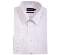 Double TWO Mens Long Sleeved Non Iron Cotton Rich Shirts (4500) in White in (Collar 21/Chest 61-62")