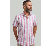 Double TWO Men's Multi-Colour Roman Stripe Short Sleeve Shirt | Size: Large Double Two Multicolor L