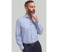 Double TWO Men's Navy & White Double Cuff Candy Stripe Cotton Shirt | Size: 15.5 in Double Two Navy 15.5 in