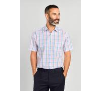 Double TWO Men's Pastel Multi-Check Formal Short Sleeve Shirt | Size: 17.5 in Double Two Multicolor 17.5 in