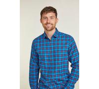 Double TWO Men's Peacock Check Long Sleeve Casual Shirt in Blue | Size: 2XL Double Two Blue 2XL