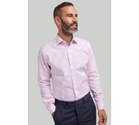 Double TWO Men's Pink Birds Eye Weave Long Sleeve Shirt with Contrast | Size: 19 inches Double Two Pink 19 inches