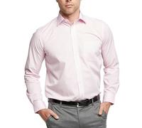 Double Two Men's Pink Classic Cotton Blend Long Sleeve Shirt