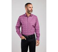 Double TWO Men's Plum Feather Print Shirt | Size: 2XL Double Two Plum 2XL