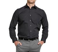 Double Two Men's Shirts Long Sleeve Smart Casual Regular Fit Wedding Work Cotton Blend Shirt Black