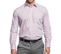 Double Two Men's Shirts Long Sleeve Smart Casual Regular Fit Wedding Work Cotton Blend Shirt Lilac