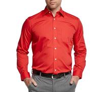 Double Two Men's Shirts Long Sleeve Smart Casual Regular Fit Wedding Work Cotton Blend Shirt Red