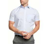 Double Two Men's Short Sleeve Shirt Cotton Rich Non-Iron Business Formal Half Sleeve Shirt