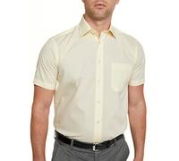 Double TWO Men's Short Sleeve Shirt White Button Down Formal Business Casual Shirt