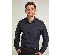 Double TWO Men's Stretch Tailored Fit Black Long Sleeve Formal Shirt | Size: 16.5 in Double Two Black 16.5 in