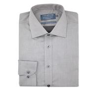 Double TWO Men's Tailored Fit Grey Non-Iron Pure Cotton Twill Shirt | Size: 15.5 in Double Two Grey 15.5 in