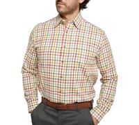 Double TWO Men's Tattersall Check Classic Shirts Outdoor Country Style Long Sleeve Shirt - Colour Gold, Neck 17" Inches