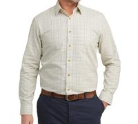 Double TWO Men's Tattersall Check Classic Shirts Outdoor Country Style Long Sleeve Shirt - Colour Green, Neck 15.5" Inches