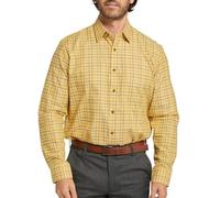 Double TWO Men's Tattersall Check Classic Shirts Outdoor Country Style Long Sleeve Shirt - Colour Mustard, Neck 18" Inches