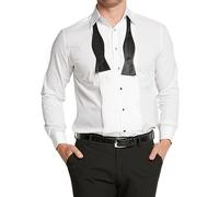 Double TWO Men's Tuxedo/Dress Shirt Pleated Front Formal Double Cuff Evening Shirt - White, 23in Collar