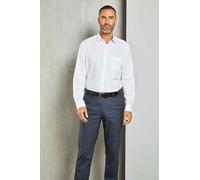 Double TWO Men's White Diamond Weave Formal Shirt with Blue Inner Contrast | Size: 19 inches Double Two White 19 inches
