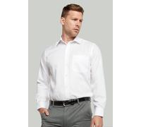 Double TWO Men's Long Sleeve Plain Formal Shirt Non Iron Classic Fit Business Dress Shirt - White, 16.5in Collar