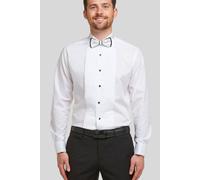 Double TWO White Men's Wing Collar Dress Shirt Classic Fit Pleat Front Tuxedo Shirt with Double Cuff (17.5in Collar)