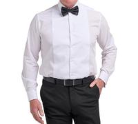 Double TWO | SLM5001 Men's White Formal Tailored Shirt | Marcella Pleated Bib Front Tuxedo Shirt with Double Cuffs (UK, Neck, 18, Regular, Regular)